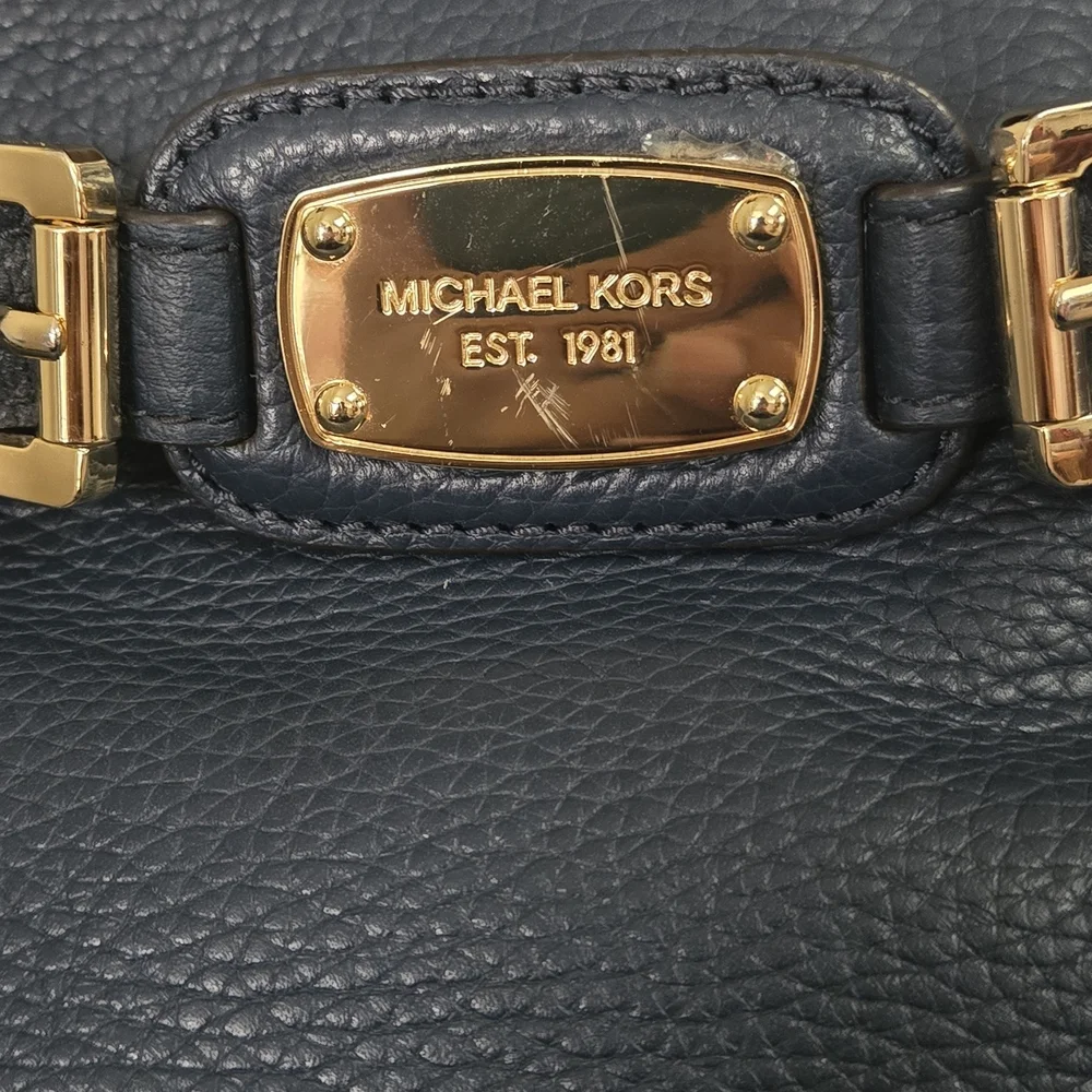 Michael Kors Dark Blue Crossbody Bag with Gold Accents - Picture 9 of 12
